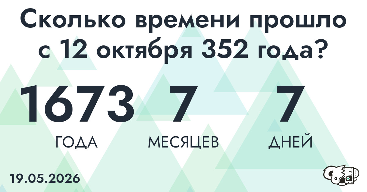 Сколько времени прошло с 12 октября 352 года