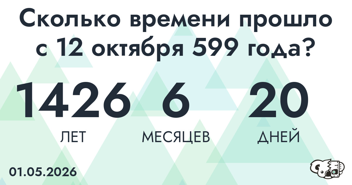 Сколько времени прошло с 12 октября 599 года