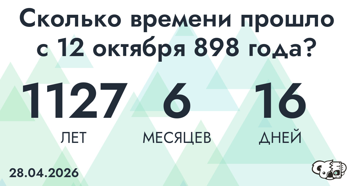 Сколько времени прошло с 12 октября 898 года