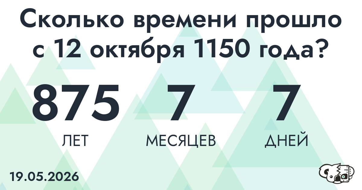 Сколько времени прошло с 12 октября 1150 года