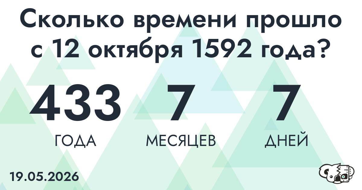 Сколько времени прошло с 12 октября 1592 года