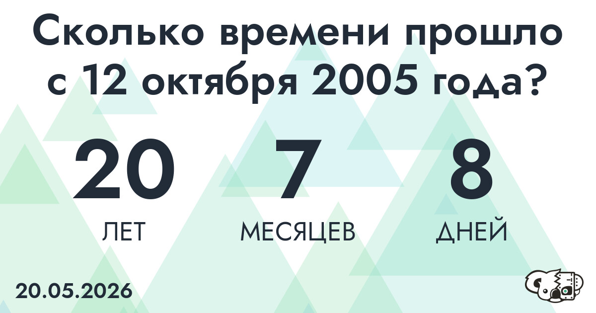Сколько времени прошло с 12 октября 2005 года