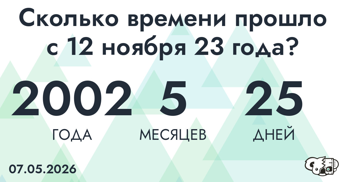 Сколько времени прошло с 12 ноября 23 года