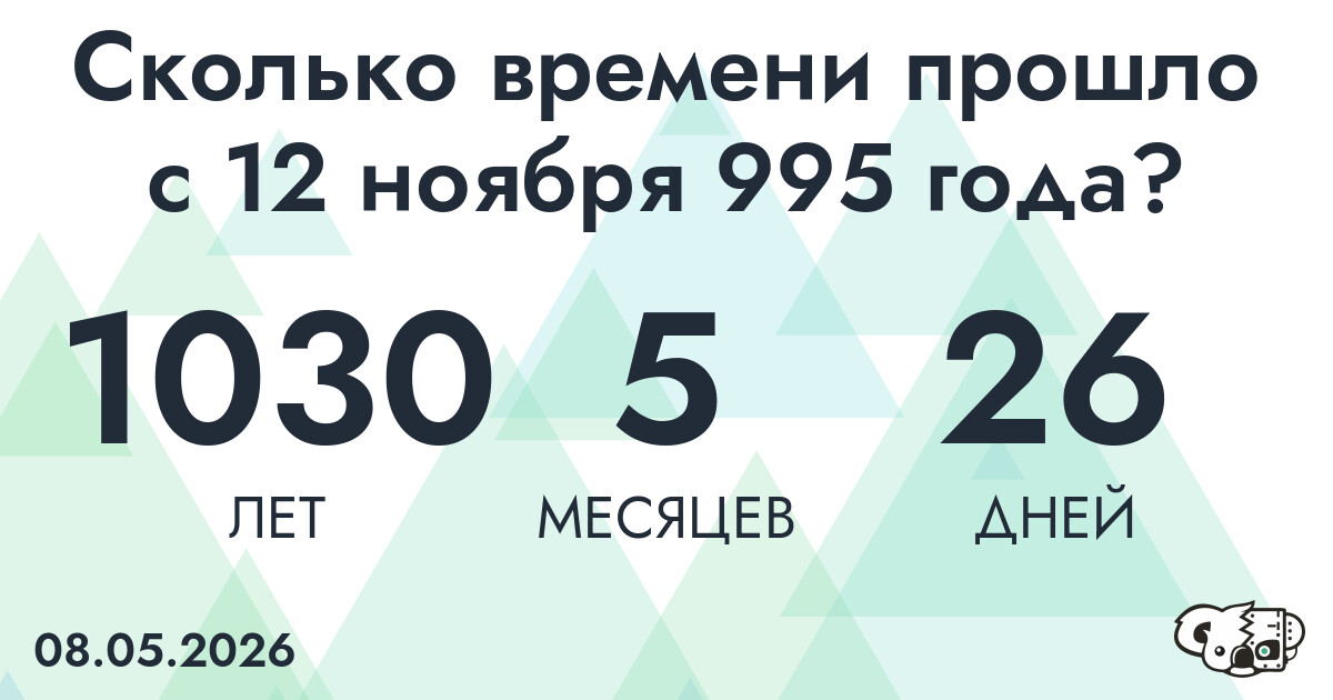 Сколько времени прошло с 12 ноября 995 года