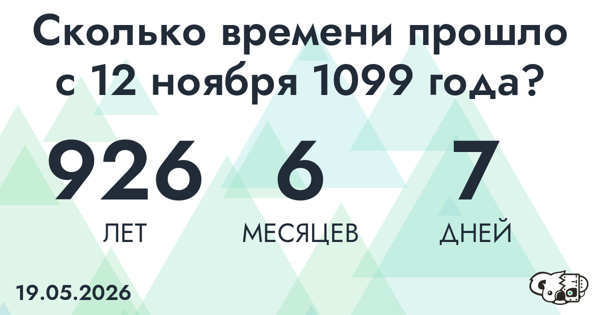 Сколько времени прошло с 12 ноября 1099 года