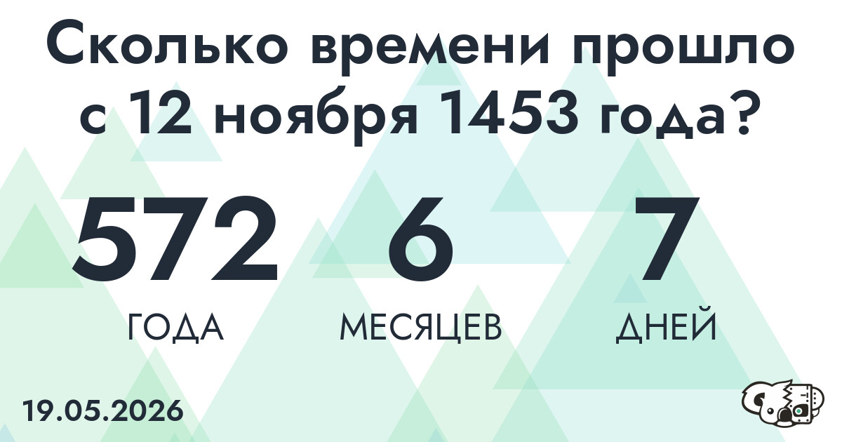 Сколько времени прошло с 12 ноября 1453 года