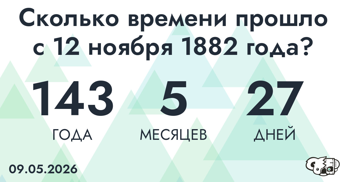 Сколько времени прошло с 12 ноября 1882 года