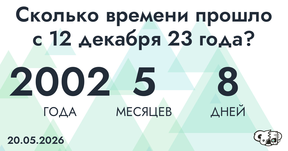 Сколько времени прошло с 12 декабря 23 года