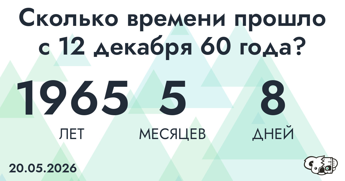 Сколько времени прошло с 12 декабря 60 года