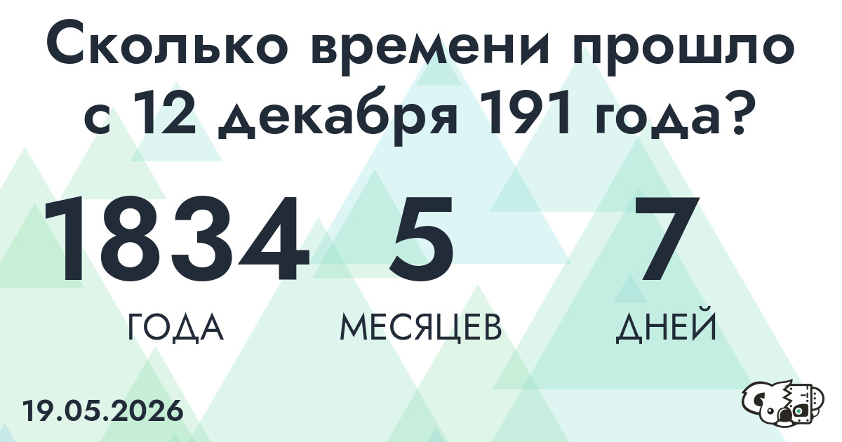 Сколько времени прошло с 12 декабря 191 года