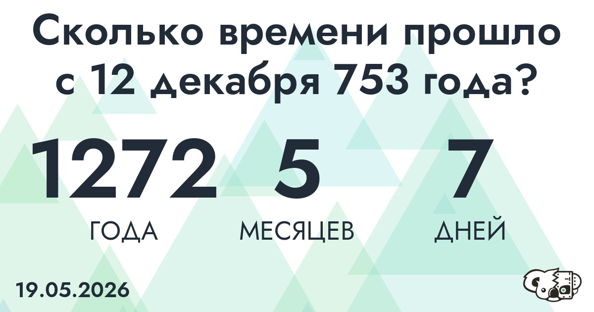 Сколько времени прошло с 12 декабря 753 года