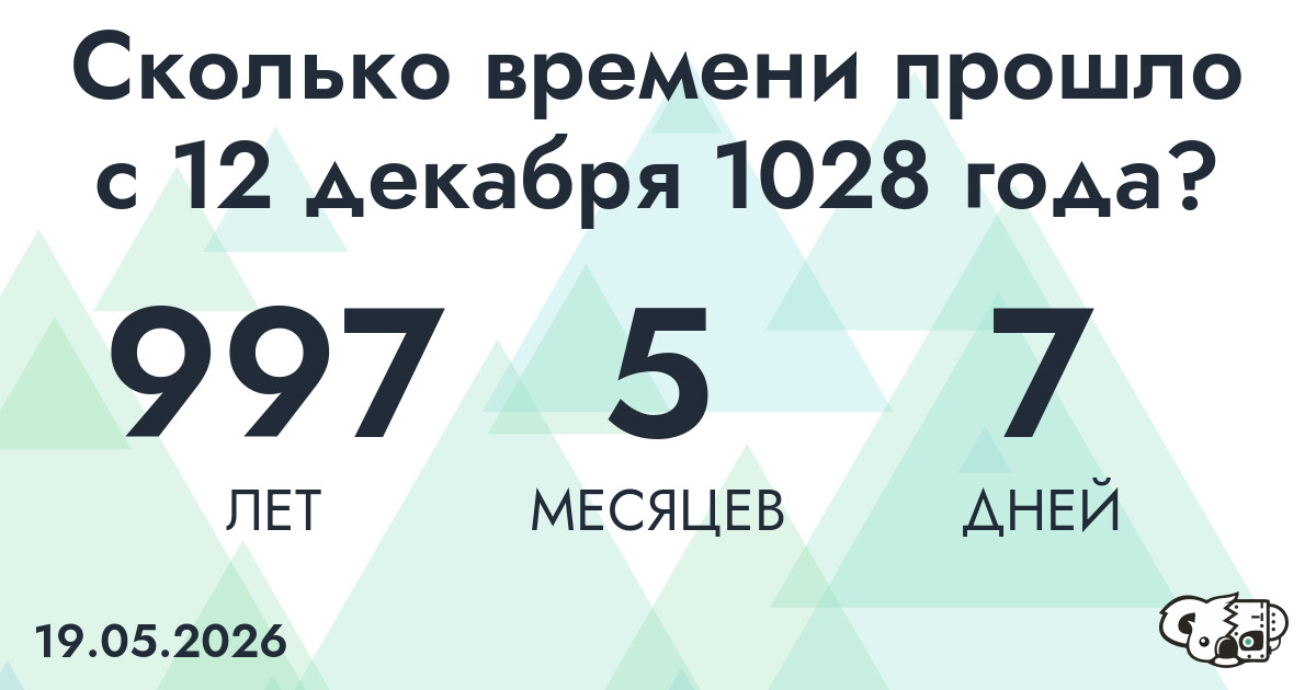 Сколько времени прошло с 12 декабря 1028 года