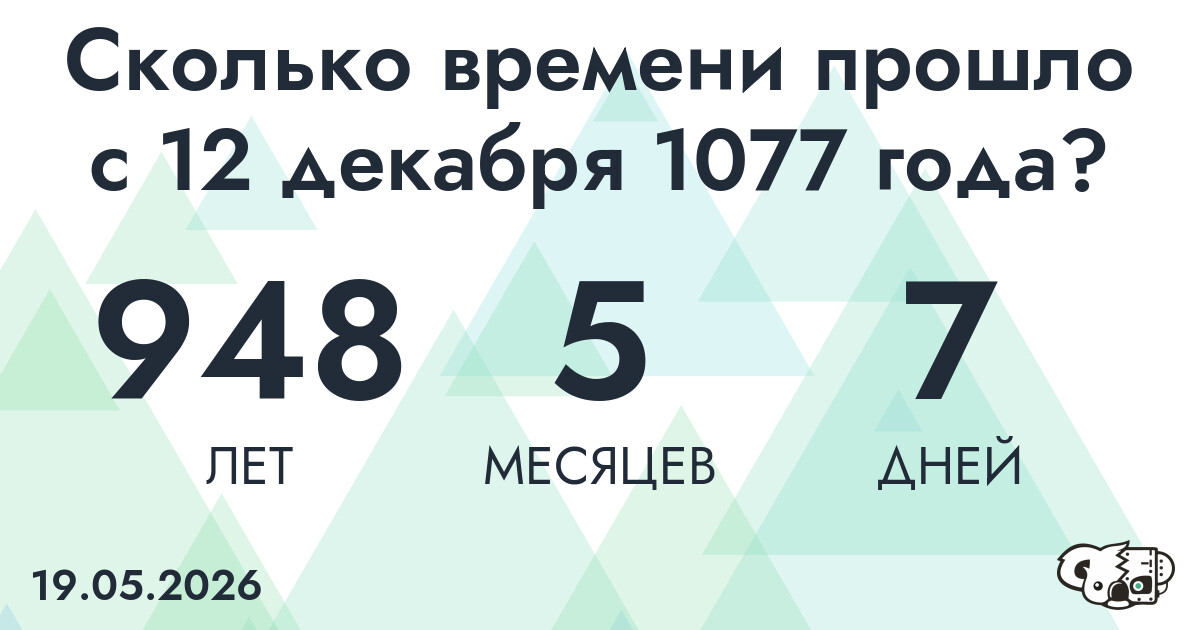 Сколько времени прошло с 12 декабря 1077 года