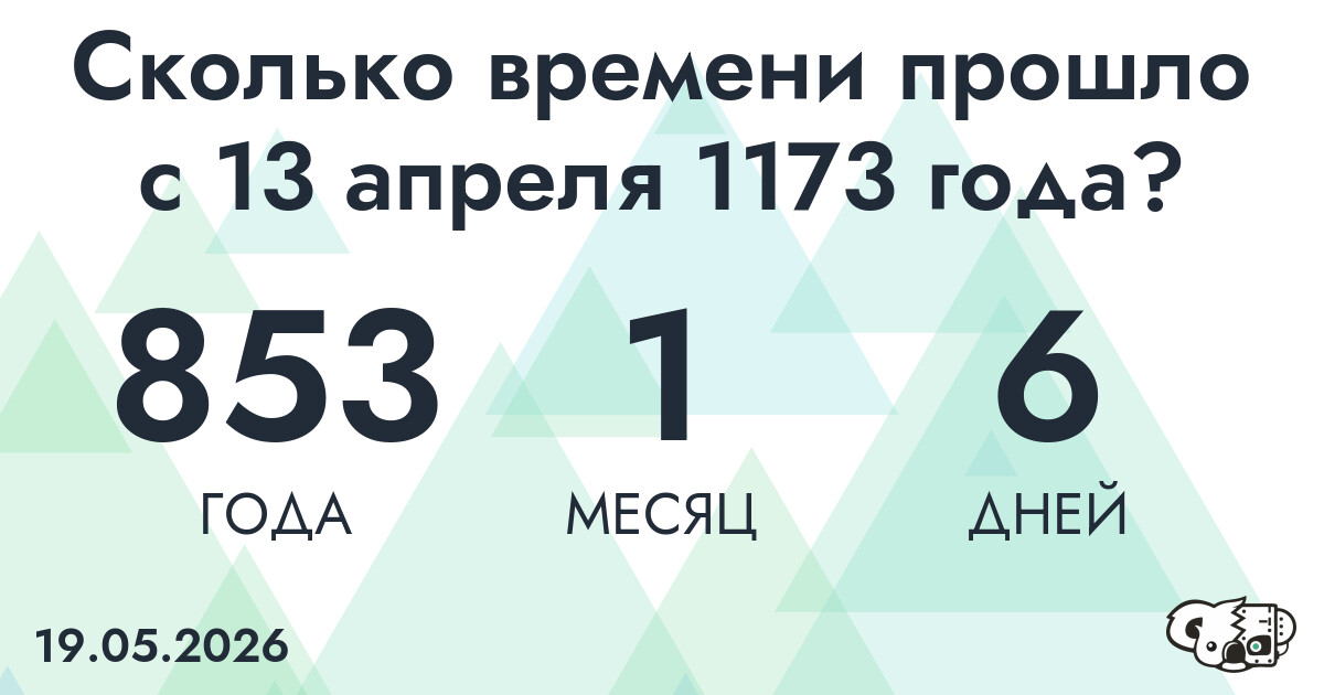 Сколько времени прошло с 13 апреля 1173 года