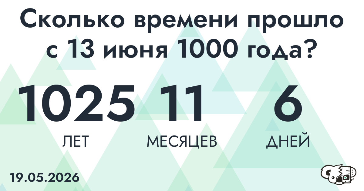 Сколько времени прошло с 13 июня 1000 года