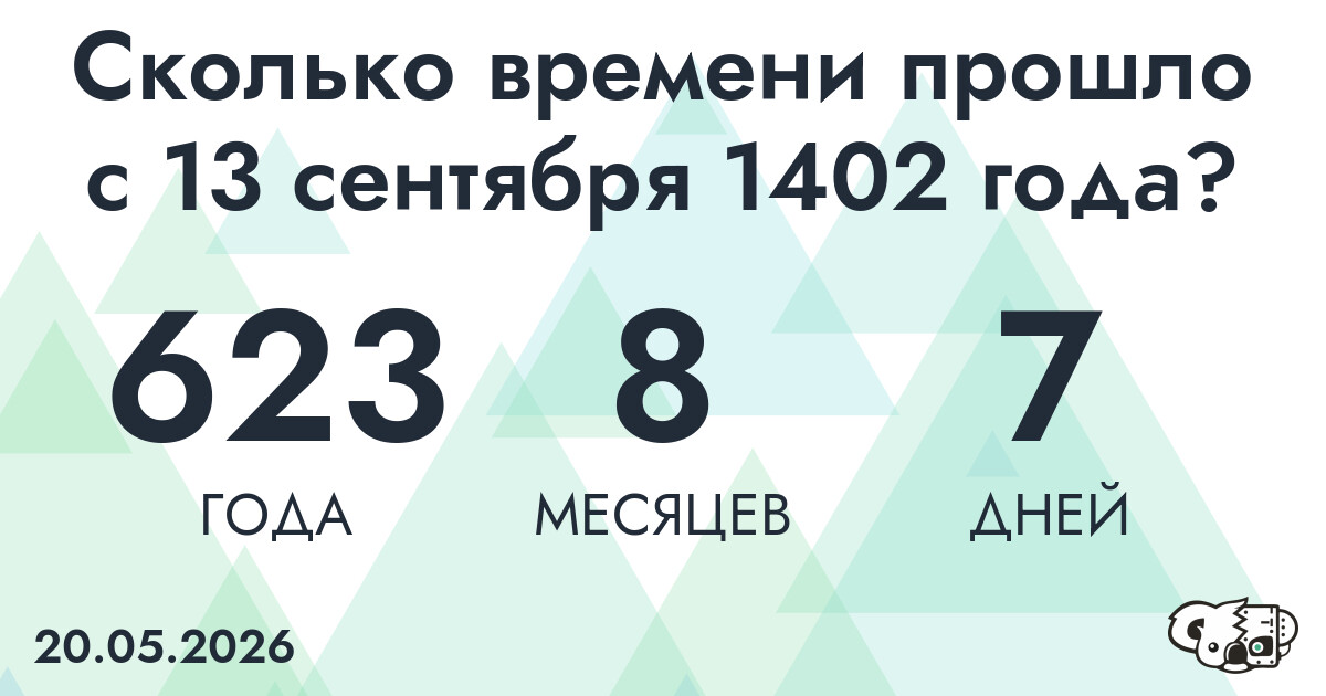 Сколько времени прошло с 13 сентября 1402 года