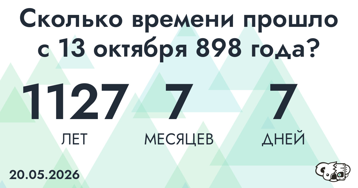Сколько времени прошло с 13 октября 898 года