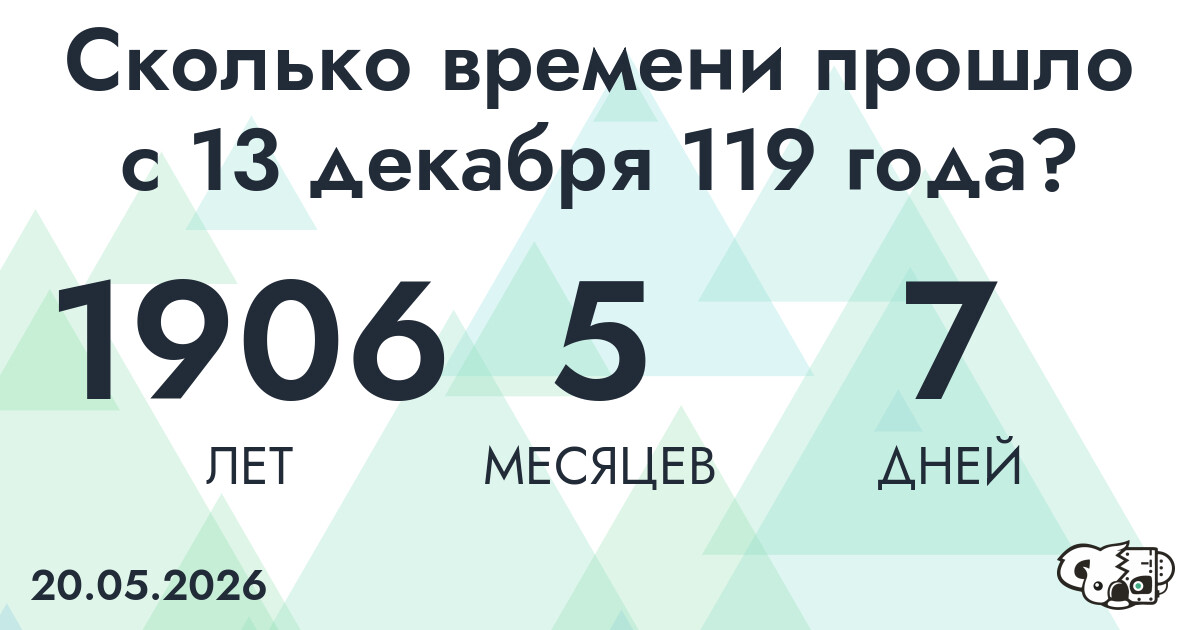 Сколько времени прошло с 13 декабря 119 года