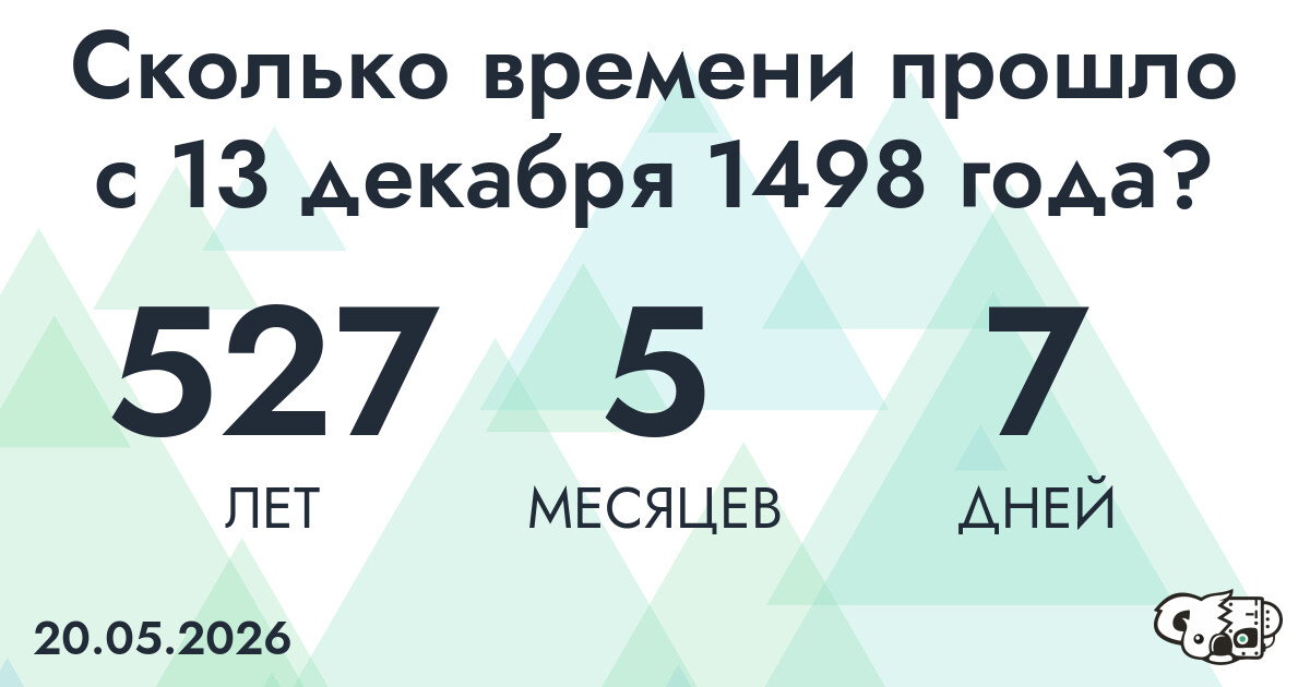 Сколько времени прошло с 13 декабря 1498 года