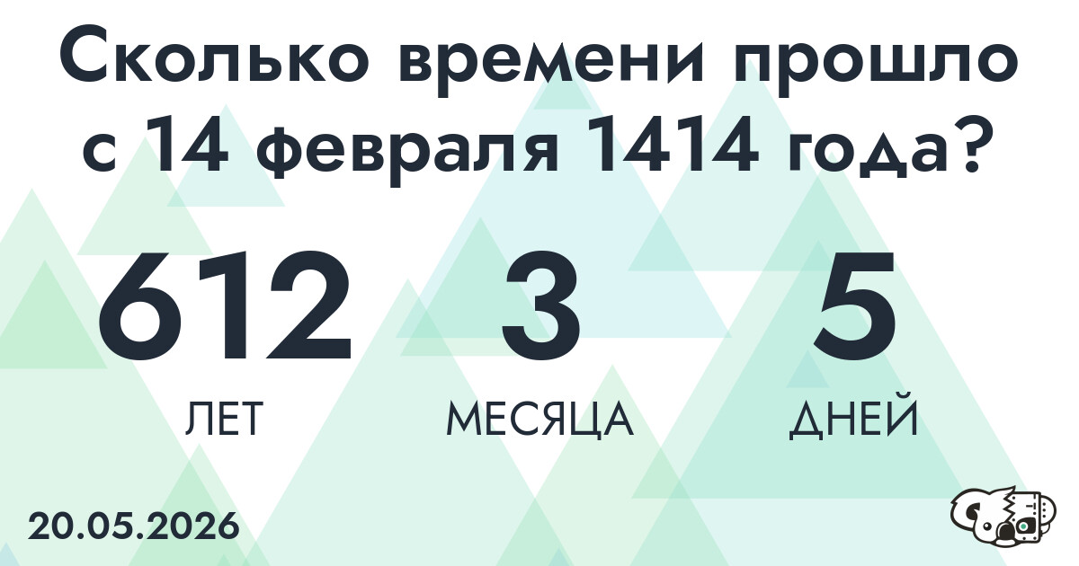 Сколько времени прошло с 14 февраля 1414 года