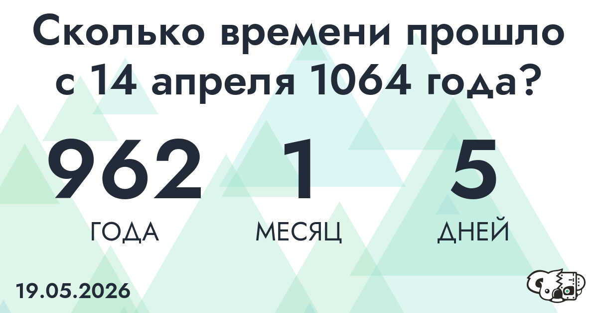 Сколько времени прошло с 14 апреля 1064 года