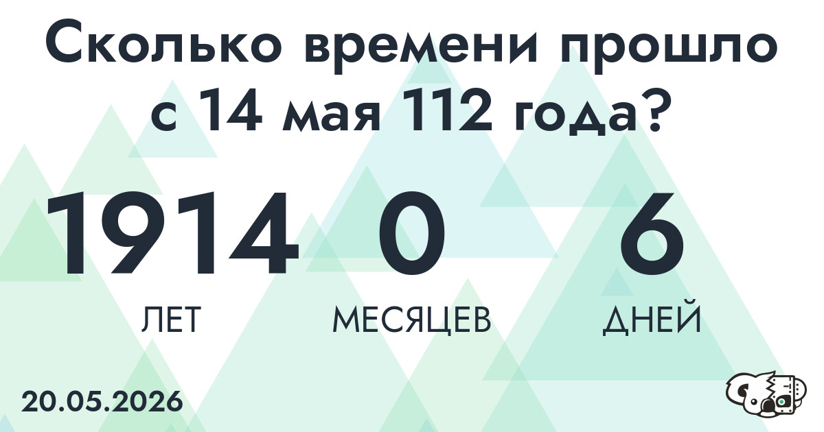 Сколько времени прошло с 14 мая 112 года