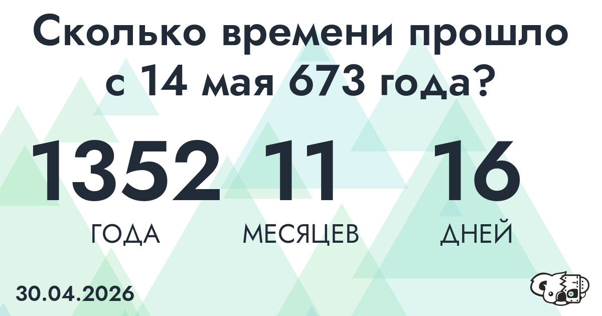 Сколько времени прошло с 14 мая 673 года