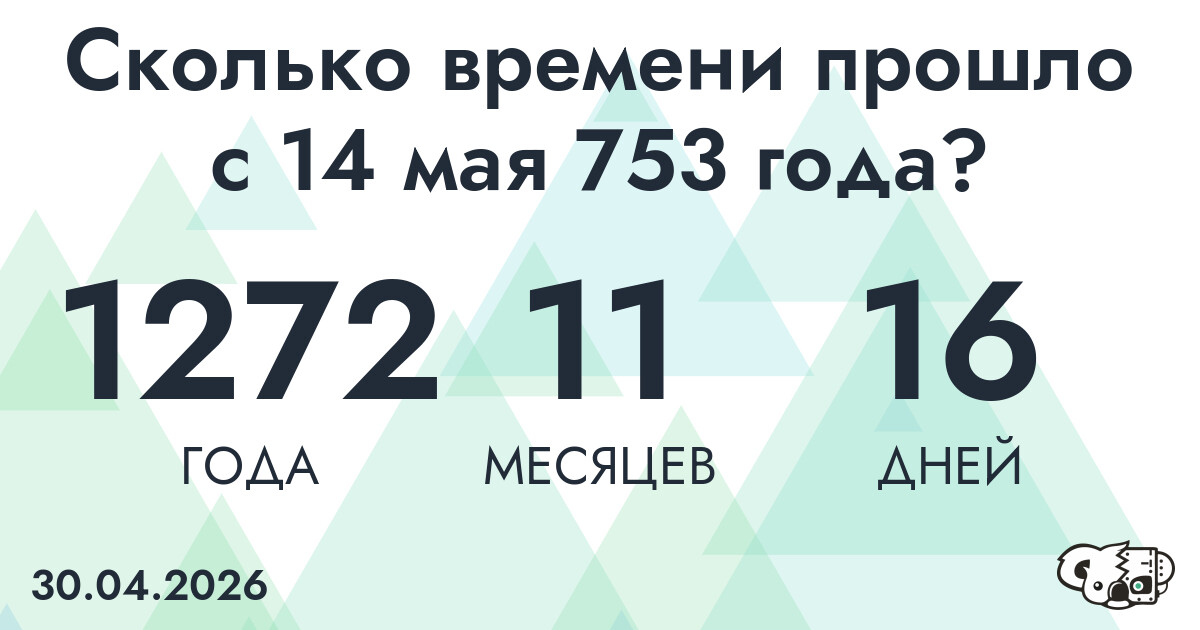 Сколько времени прошло с 14 мая 753 года