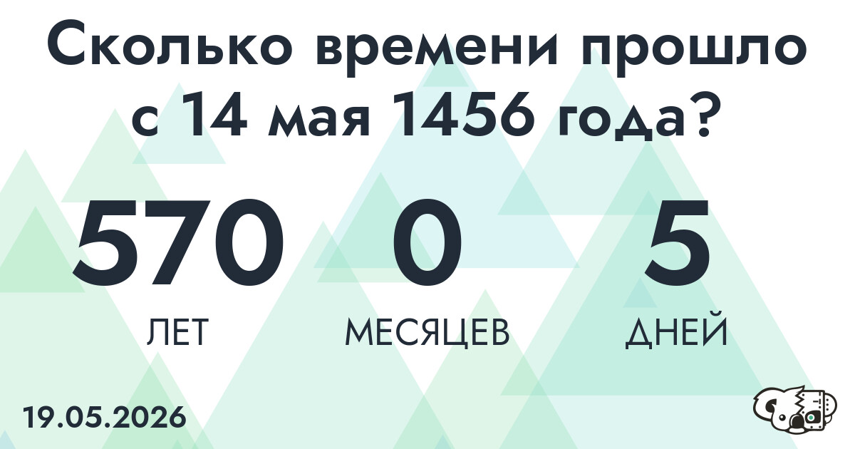 Сколько времени прошло с 14 мая 1456 года