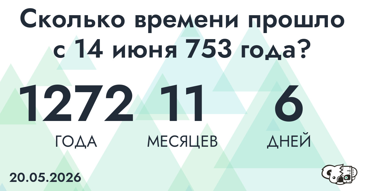 Сколько времени прошло с 14 июня 753 года