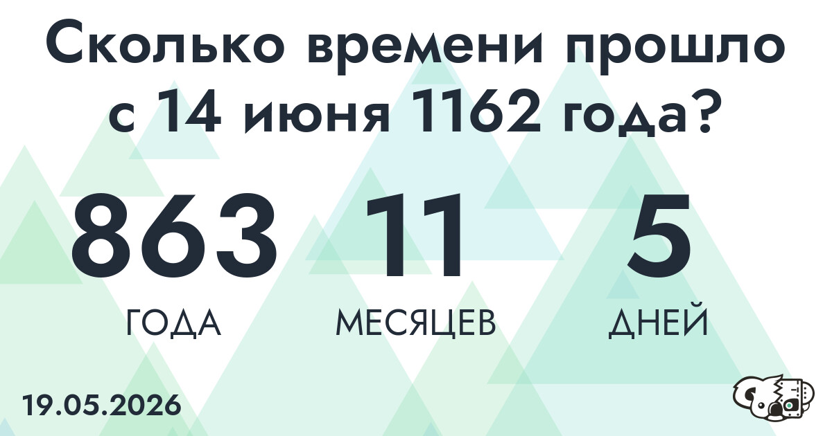 Сколько времени прошло с 14 июня 1162 года