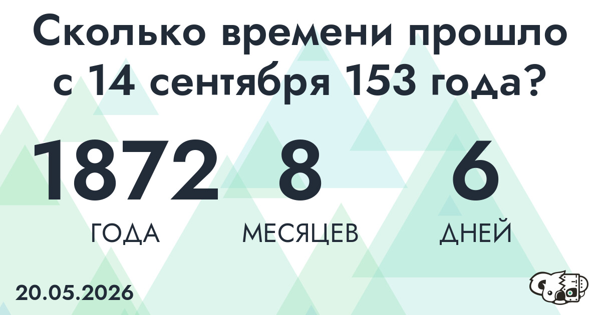 Сколько времени прошло с 14 сентября 153 года