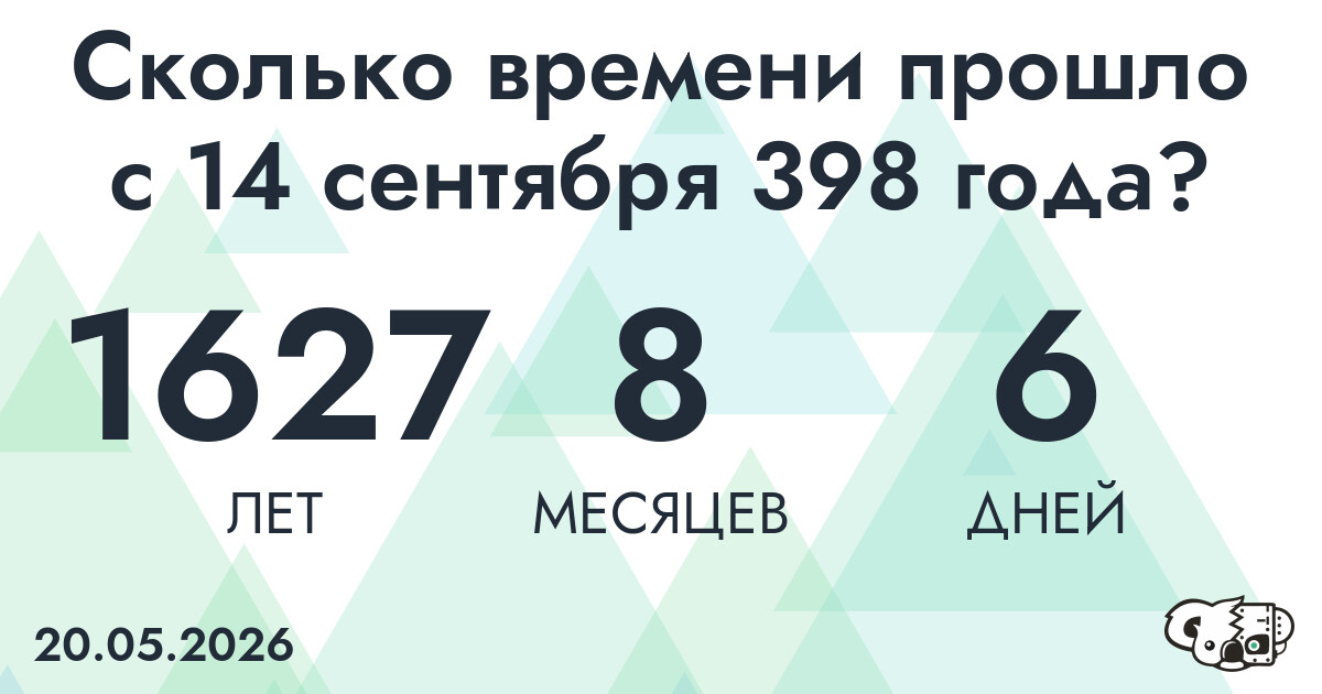 Сколько времени прошло с 14 сентября 398 года