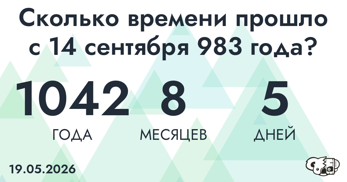 Сколько времени прошло с 14 сентября 983 года