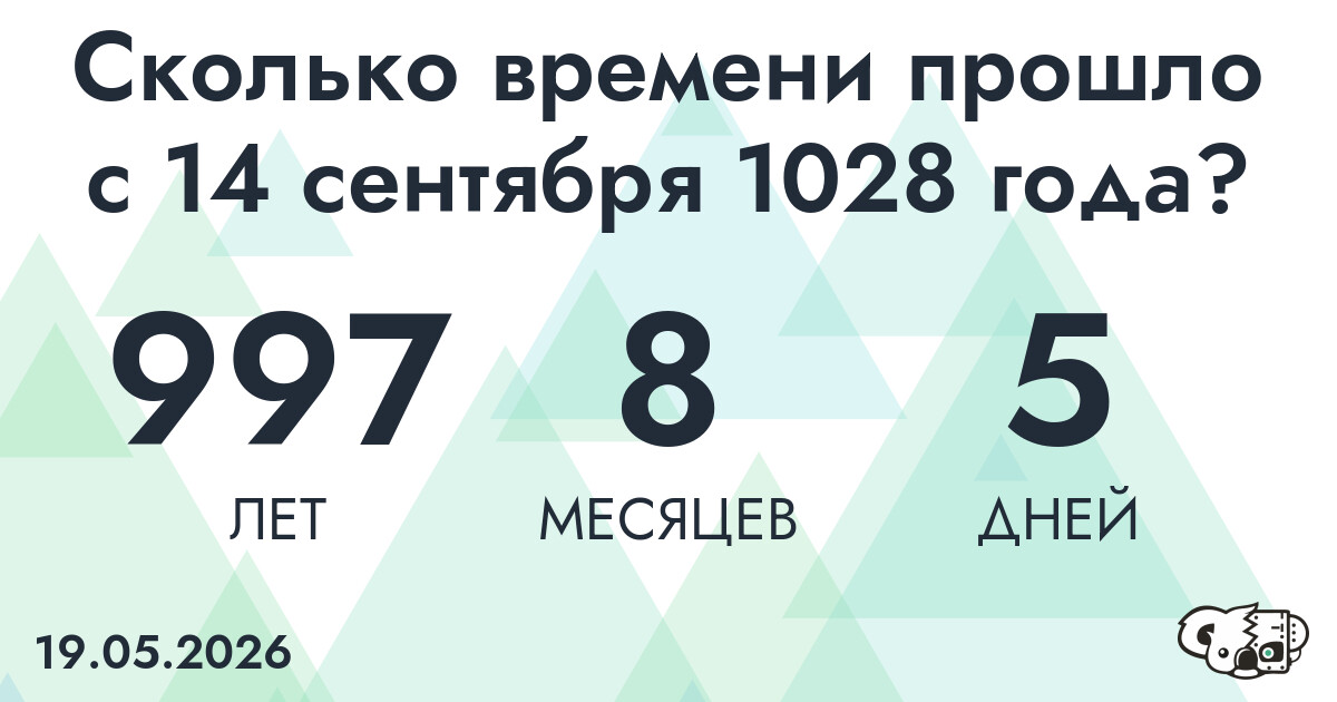 Сколько времени прошло с 14 сентября 1028 года