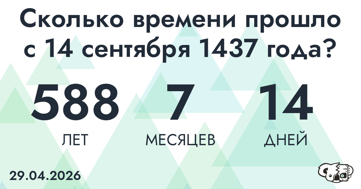 Сколько времени прошло с 14 сентября 1437 года