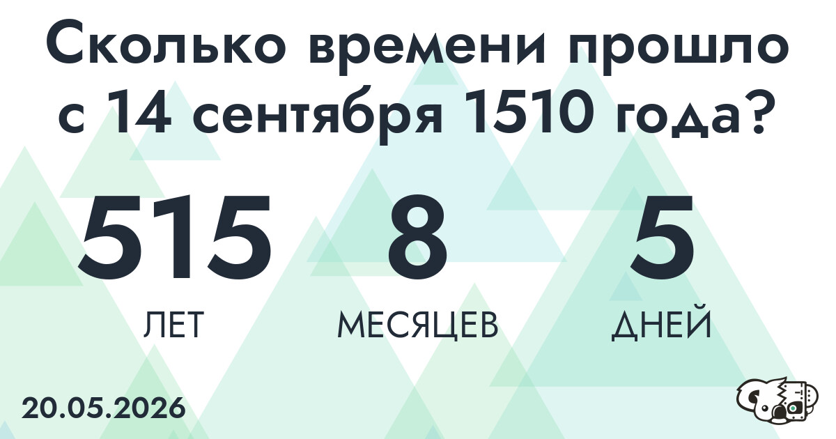 Сколько времени прошло с 14 сентября 1510 года
