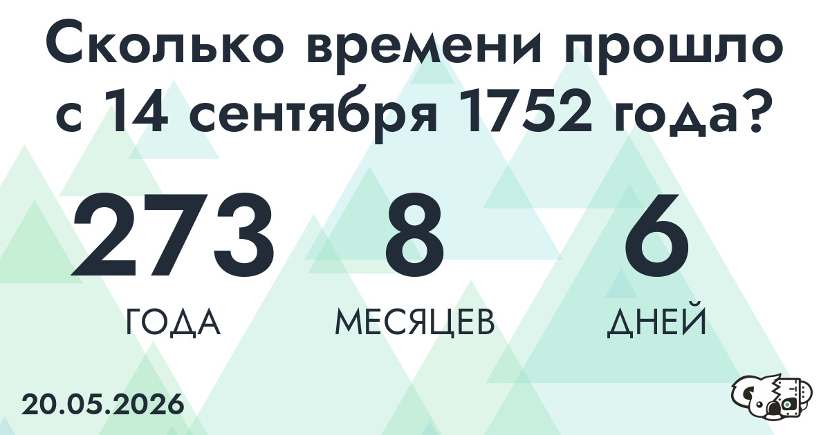 Сколько времени прошло с 14 сентября 1752 года