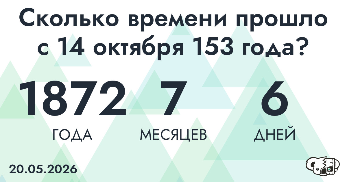 Сколько времени прошло с 14 октября 153 года
