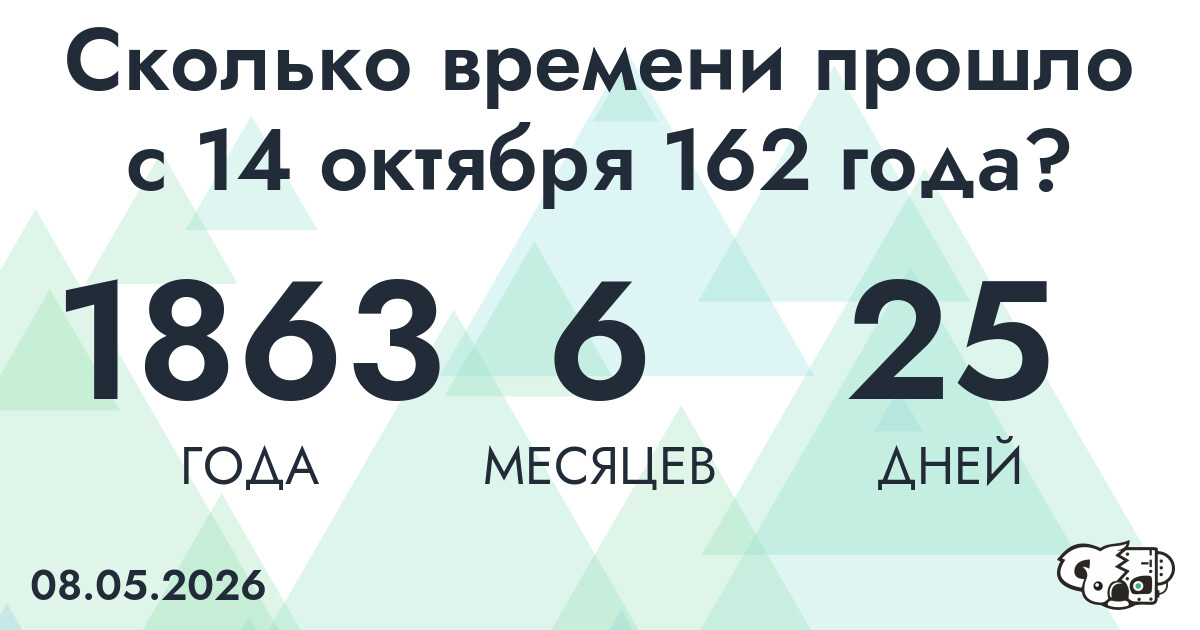 Сколько времени прошло с 14 октября 162 года