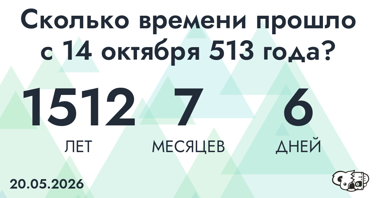Сколько времени прошло с 14 октября 513 года