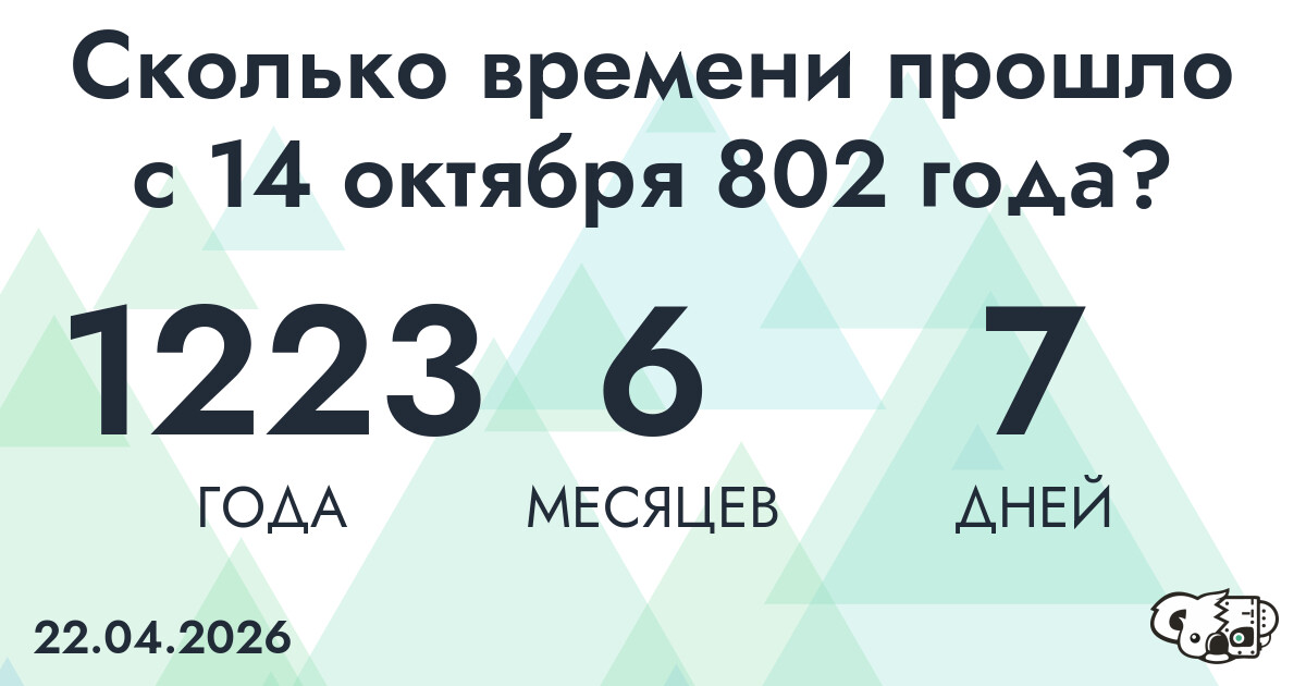 Сколько времени прошло с 14 октября 802 года