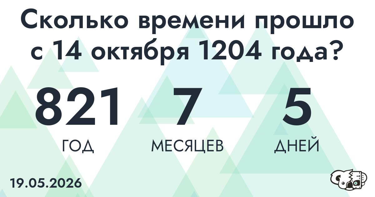 Сколько времени прошло с 14 октября 1204 года