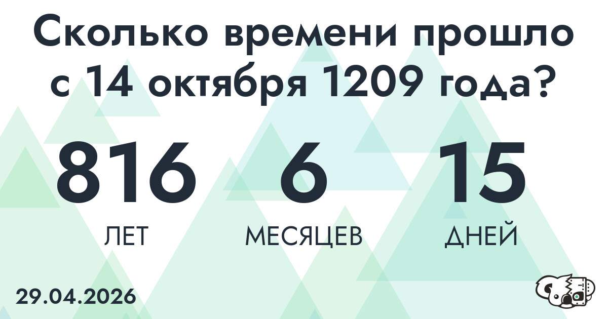 Сколько времени прошло с 14 октября 1209 года