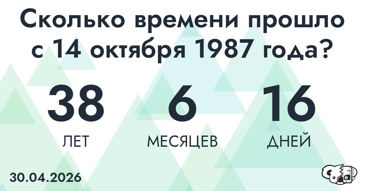 Сколько времени прошло с 14 октября 1987 года