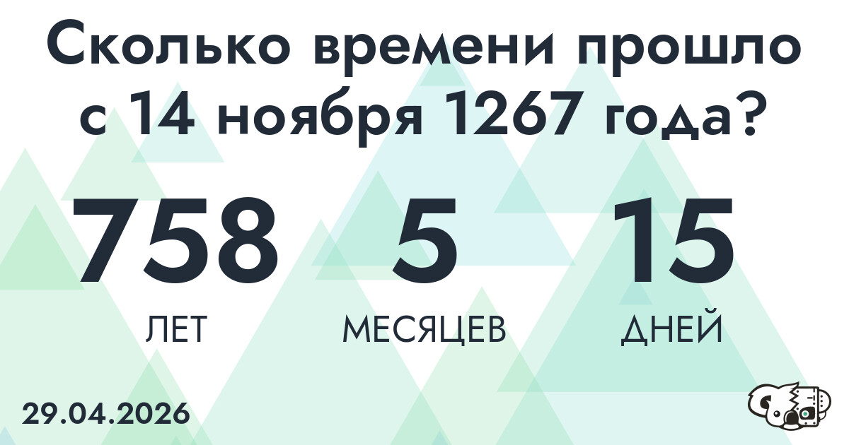 Сколько времени прошло с 14 ноября 1267 года