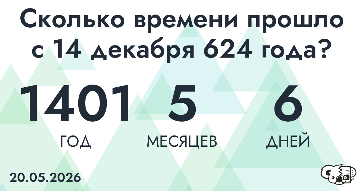 Сколько времени прошло с 14 декабря 624 года