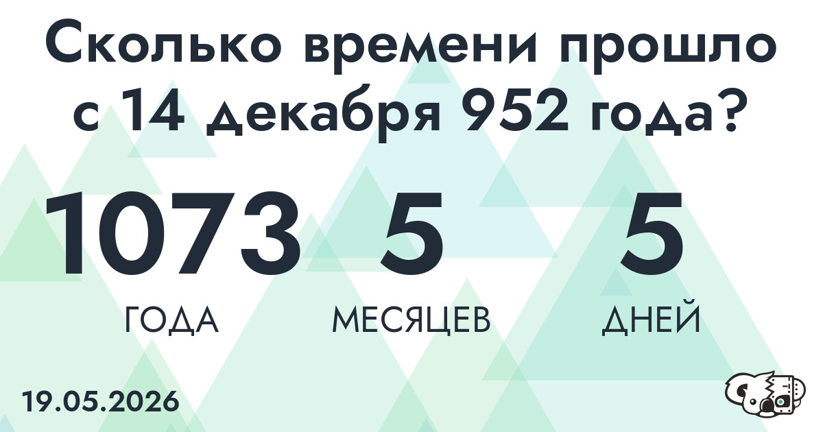 Сколько времени прошло с 14 декабря 952 года