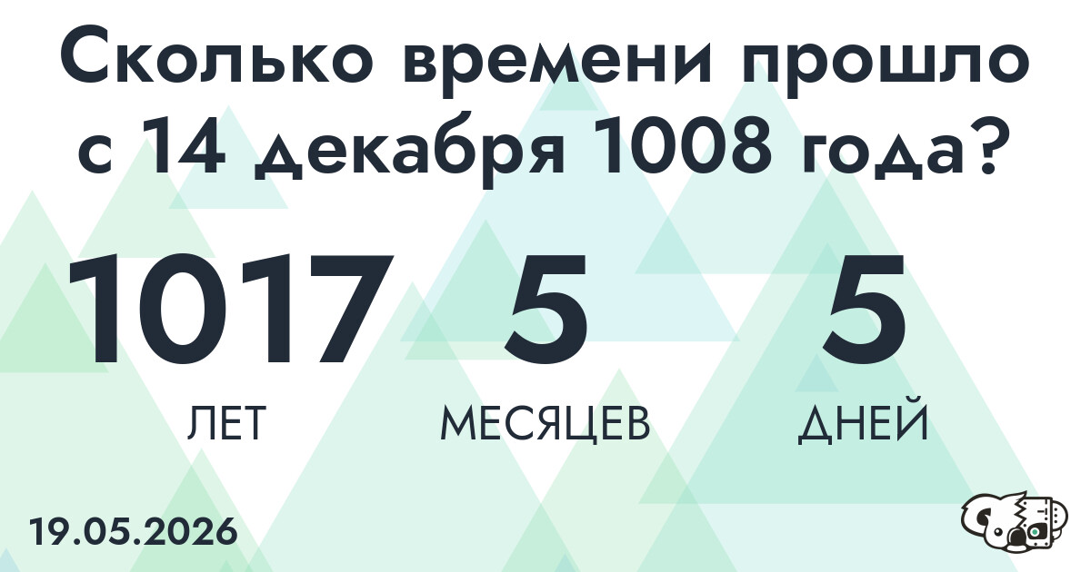 Сколько времени прошло с 14 декабря 1008 года