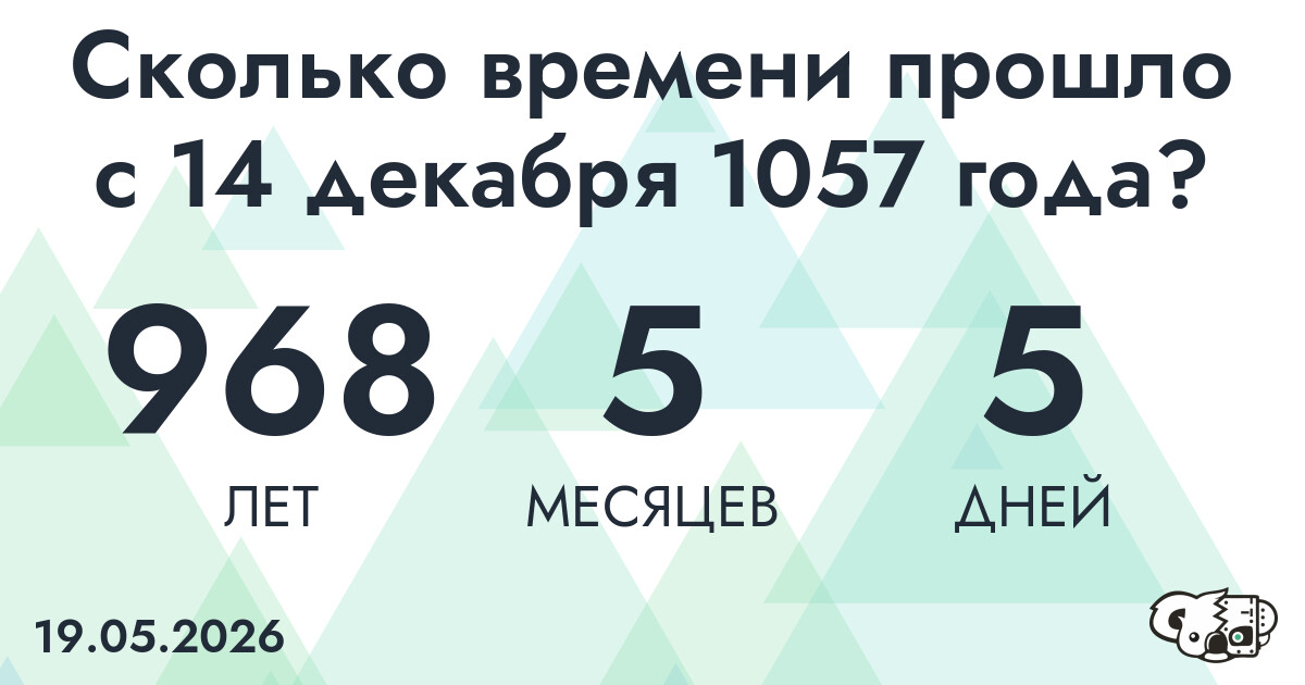 Сколько времени прошло с 14 декабря 1057 года